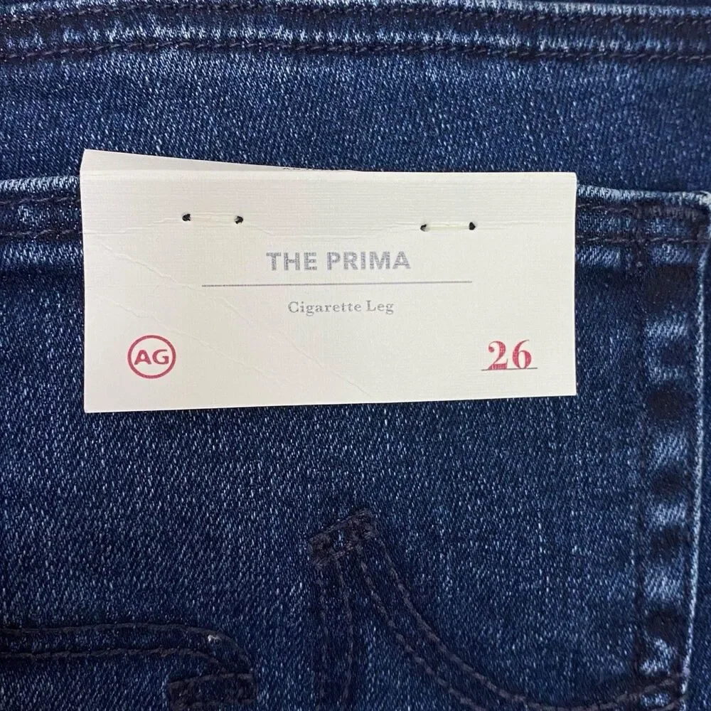 AG Adriano Goldschmied Prima Jeans Womens 26 Blue Cigarette Leg Dark NWT